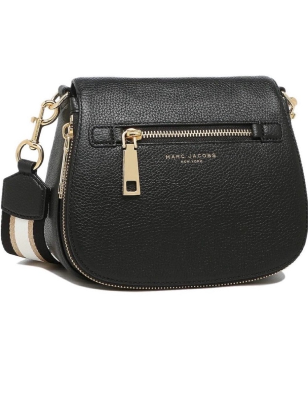 Marc Jacobs Black Crossbody Bag with Logo Webbing Strap